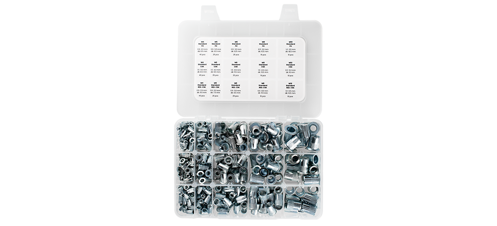 Q-Nut Standard Blindnietmuttern Sortiment Stahl FK Q-Box klein
